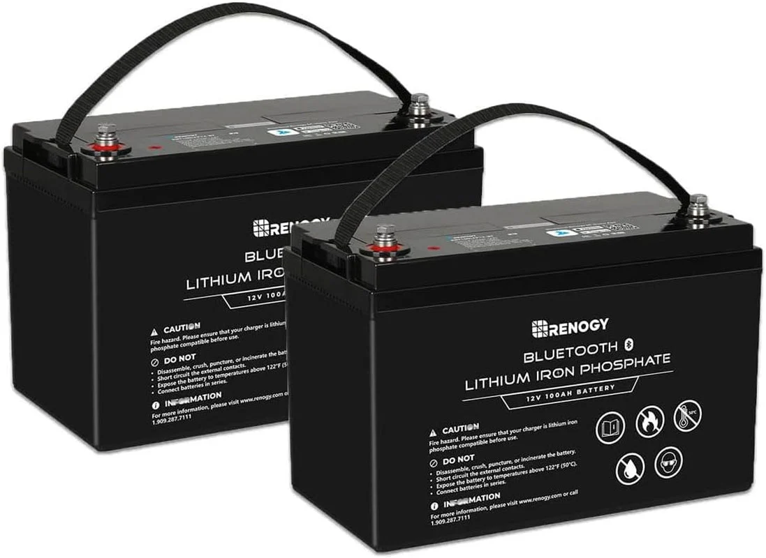 12V 100Ah Lithium Lifepo4 Deep Cycle Battery with Bluetooth,2000+Deep Cycles,Backup Power Perfect for Rv,Off-Road,Cabin,Marine,Off-Grid Home Energy Storage