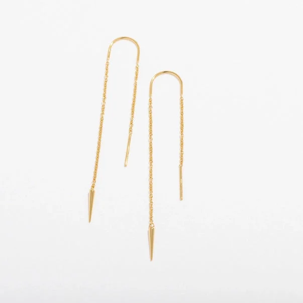 14K Gold Plated Spike Threader Earrings