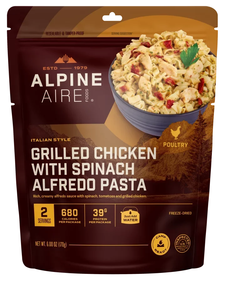 AlpineAire Grilled Chicken with Spinach Alfredo Pasta