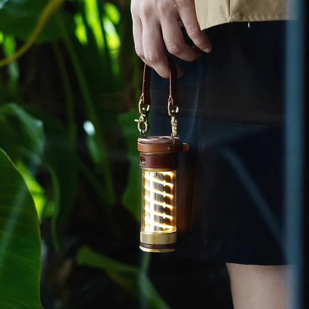 Camping Leather Hang Rope 3-piece Lantern