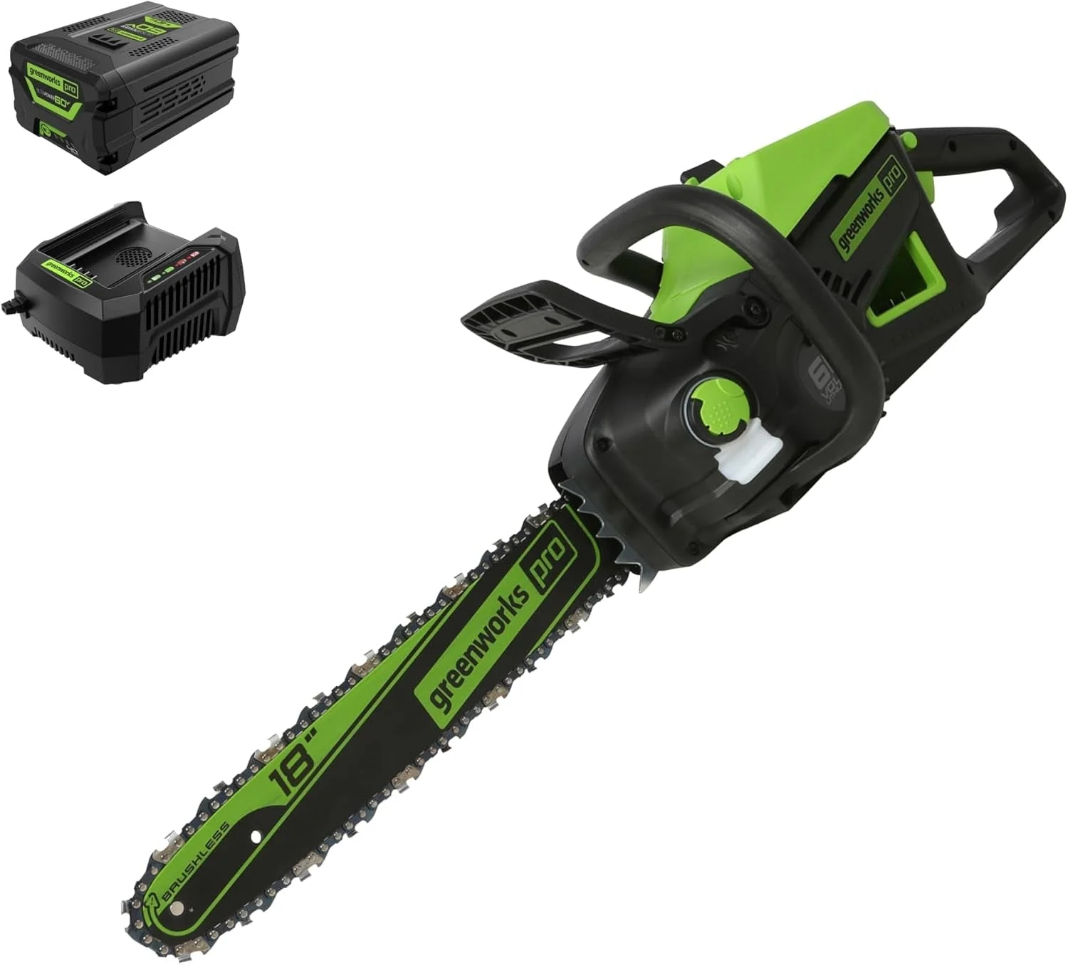Electric Cordless Chainsaw 60V 18" 4.0Ah Battery and Charger Included