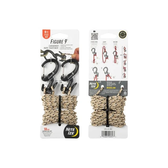 Figure 9 Carabiner Rope Tightener - Small - 2 Pack With Rope