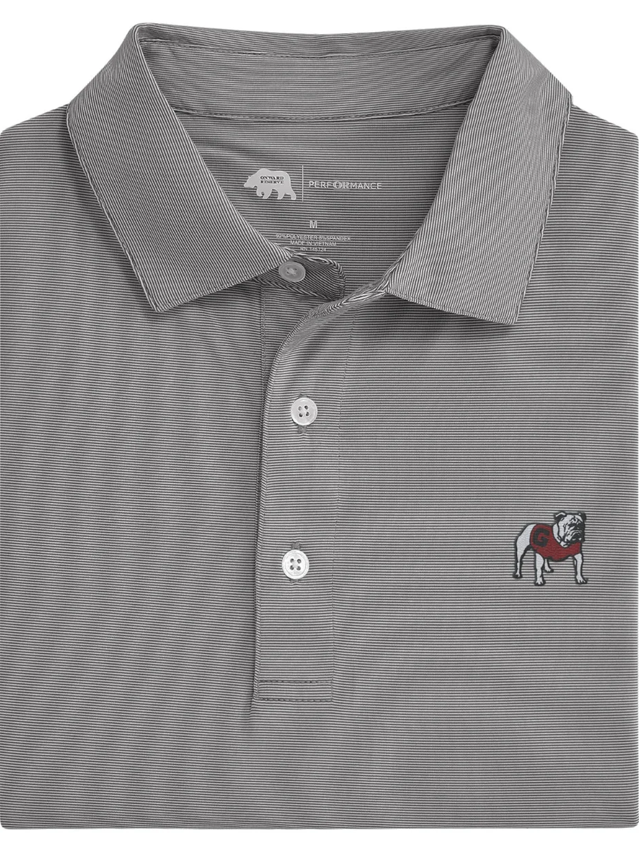 Hairline Stripe Standing Bulldog Performance Polo