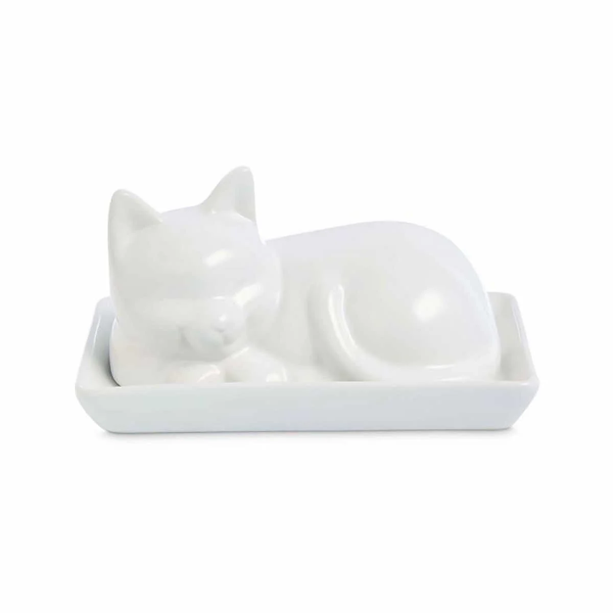 Harold Import Porcelain Cat Butter Dish
