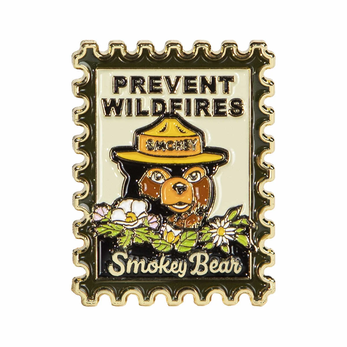 The Landmark Project Smokey Bear Postage Stamp Enamel Pin
