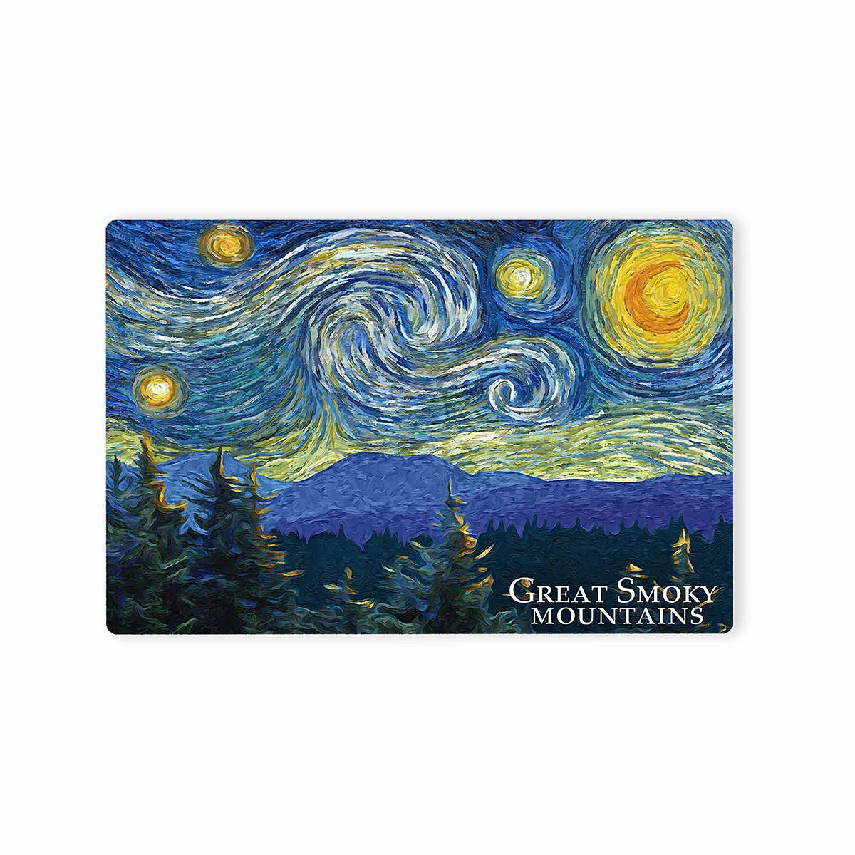 Lantern Press Great Smoky Mountains Starry Night Metal Magnet
