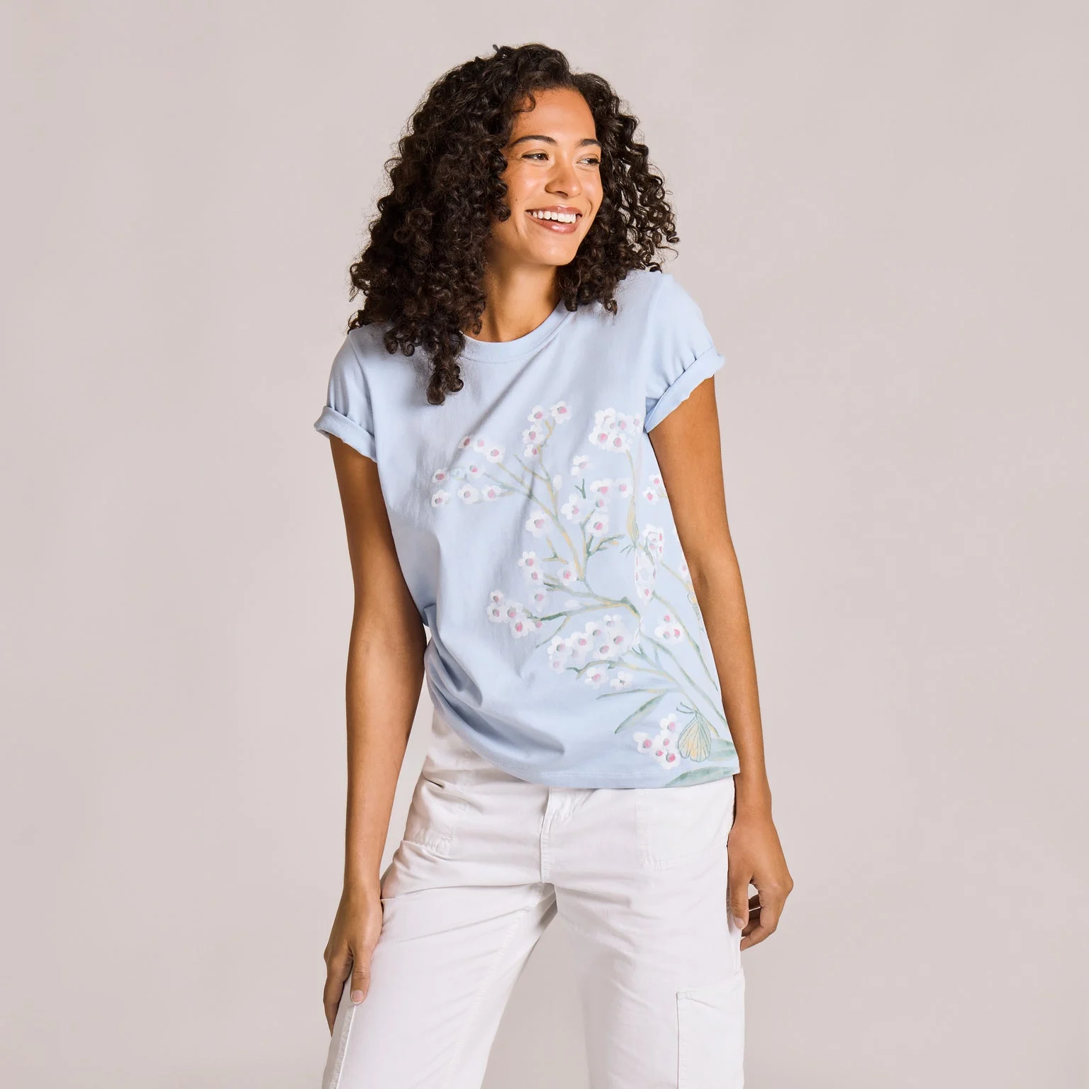 Life is Good Women's Forgetmenot Butterfly Short Sleeve Crusher Tee