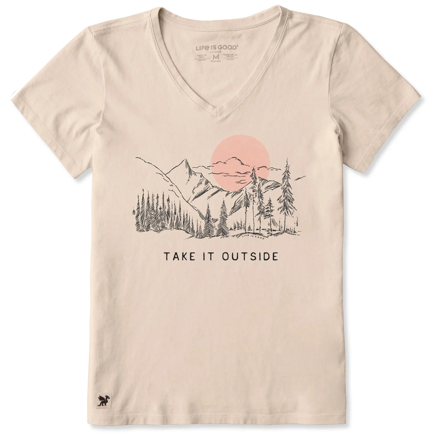 Life is Good Women's Mountain Trees Sketch Short Sleeve Crusher-LITE Vee
