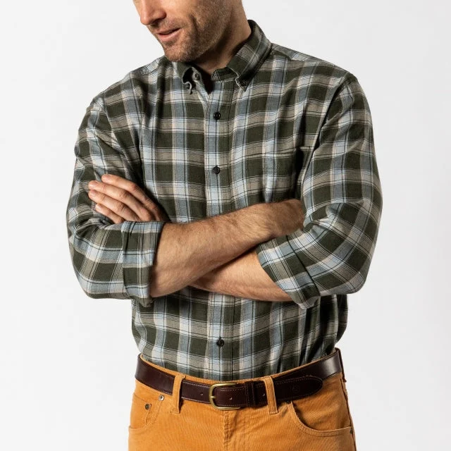 Mens Cotton Flannel Sport Shirt - Hank Plaid