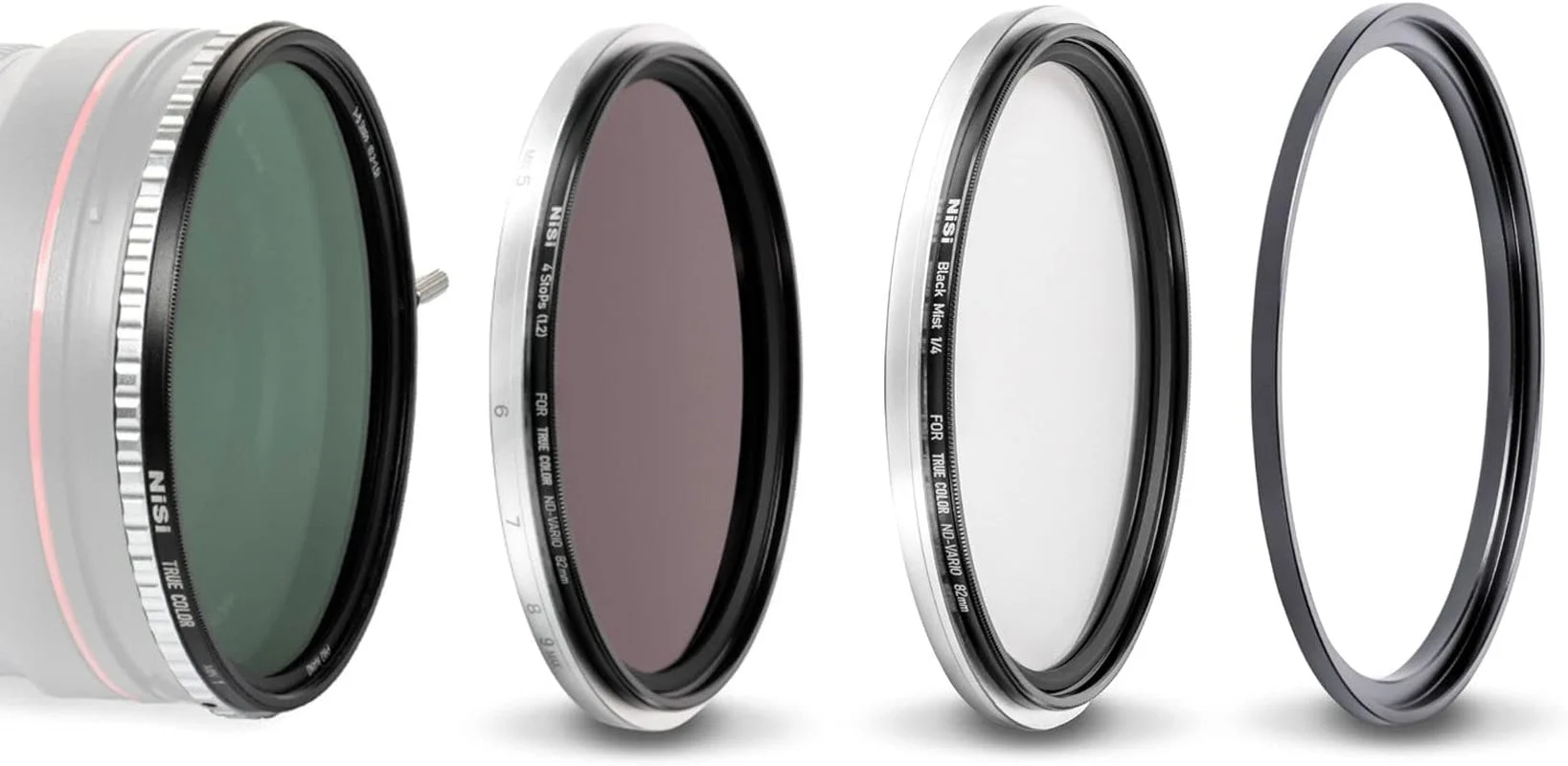 NISI 82Mm Swift System VND Mist Kit | 1-5 Stop True Color Variable Neutral Density Filter, Swift Adapter Ring, Two Friction-Mounted Filters (ND16 4-Stop, Black Mist 1/4) | Photography and Videography