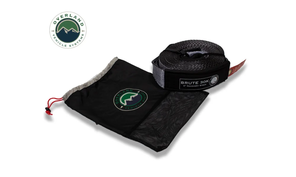 OVS Tow Strap 30,000lb 3" x 30' Gray w/ Black Ends & Storage Bag