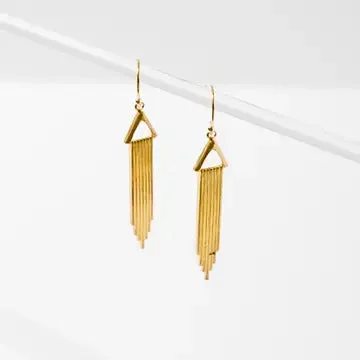 Raining Bar Brass Pendant Earrings