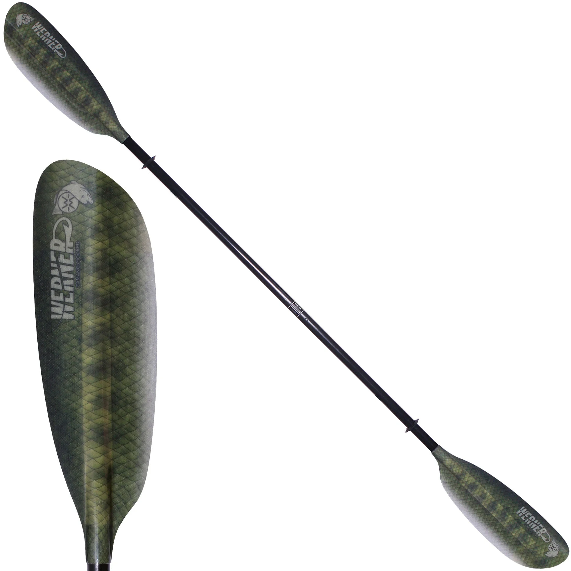 Reboxed Werner Camano Hooked Fiberglass Fishing Kayak Paddle