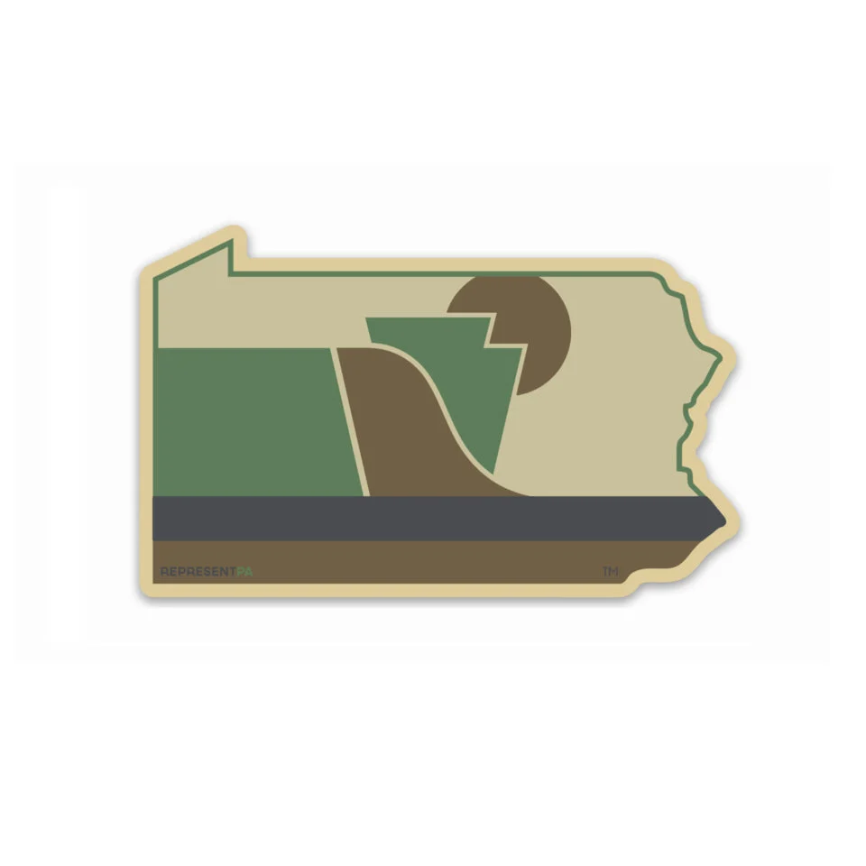 RepresentPA Pennsylvania Sticker | State-Shaped, Camo-Colored, Medium – 3 Rivers Outdoor Co