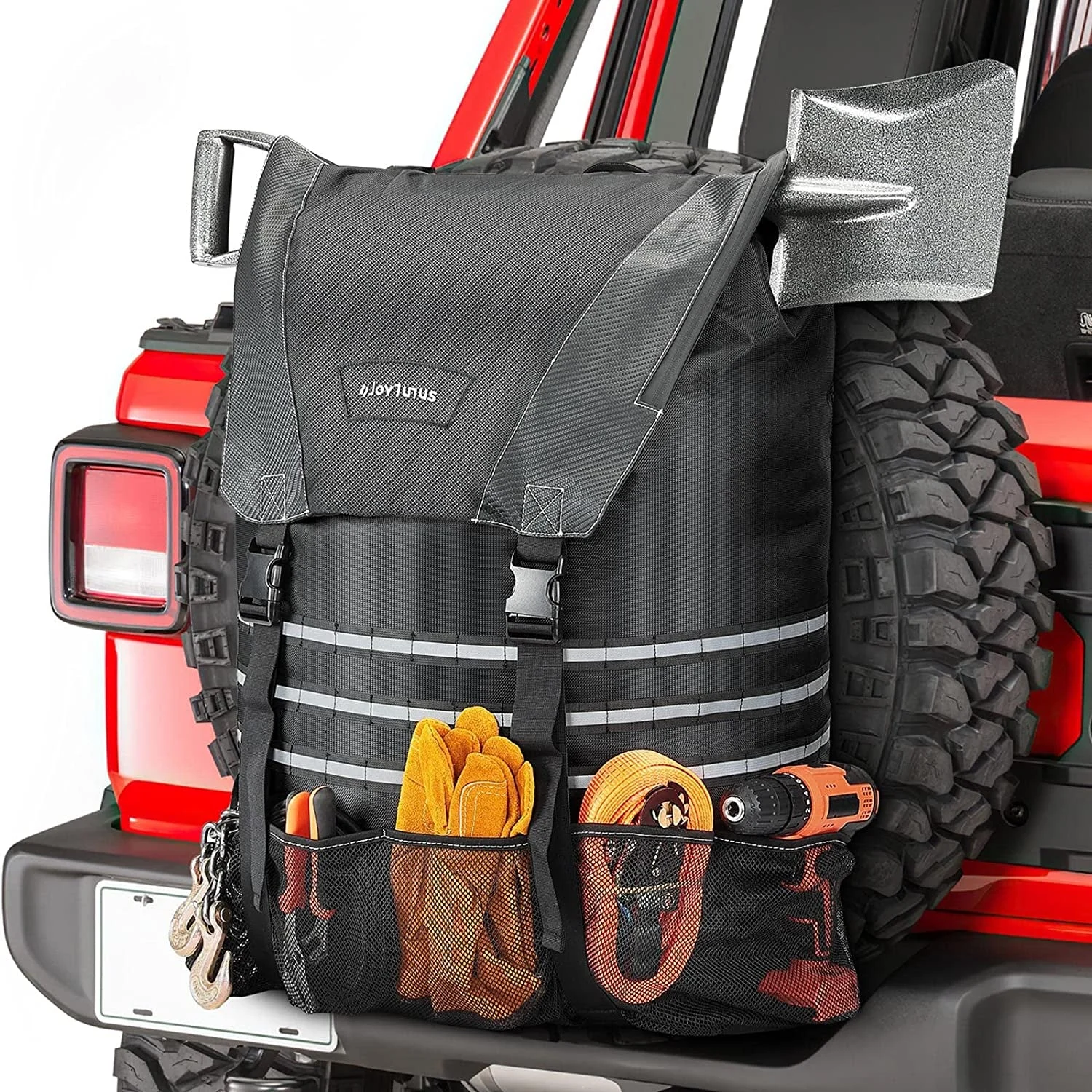 Spare Tire Trash Bag,Upgraded Fits 40" Tire 31 Gallons Overland Series Larger Capacity Cargo Spare Tire Storage Bag for 4X4 Off-Road Camping Recovery Gear Firewood for Wrangler JK JKU JL