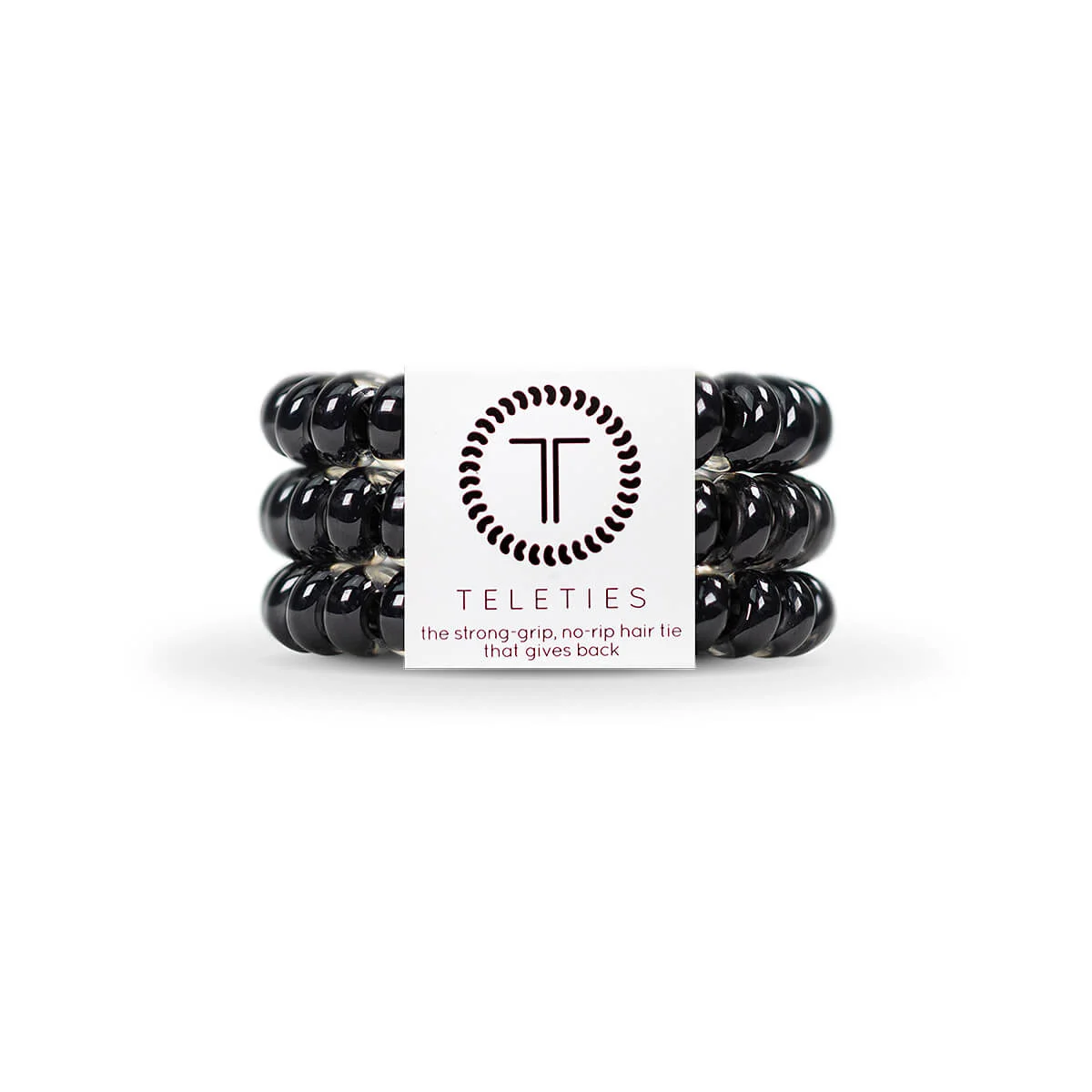 TELETIES Jet Black Large Hair Ties - 3 Pack