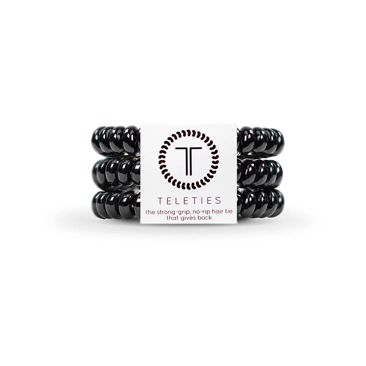 TELETIES Jet Black Small Hair Ties - 3 Pack