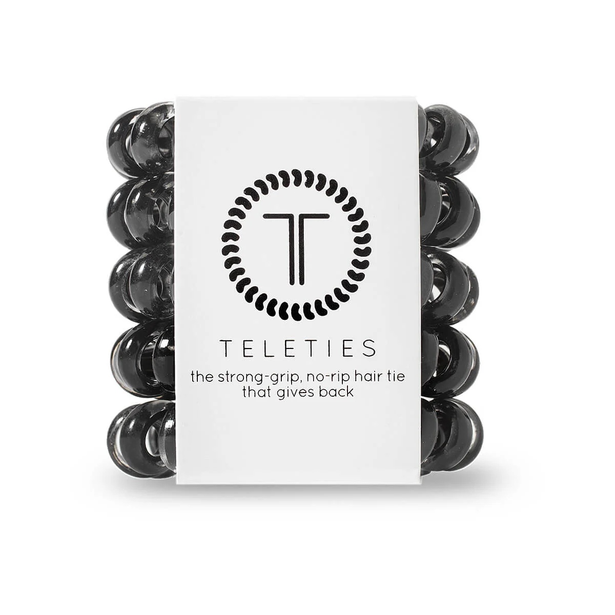 TELETIES Jet Black Tiny Hair Ties - 5 Pack