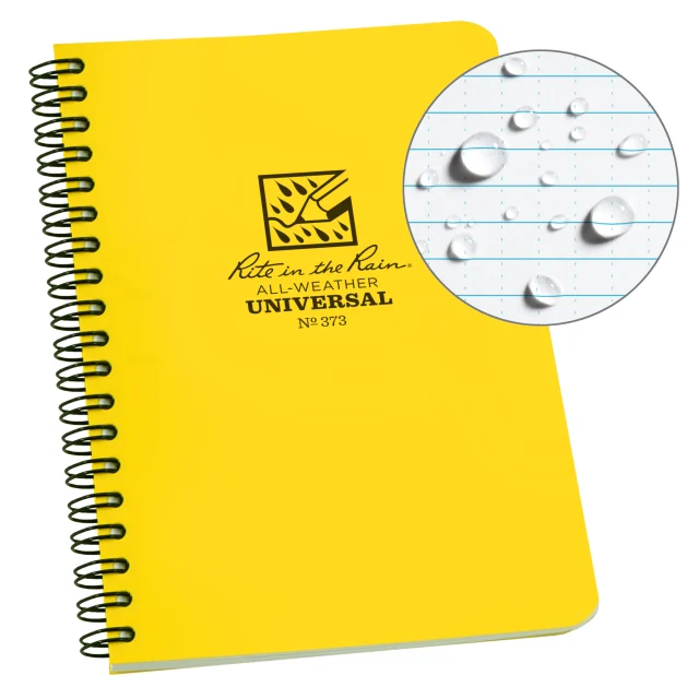 Weatherproof Side Spiral Notebook, 4.625" X 7", Yellow Cover, Universal Pattern (No. 373)