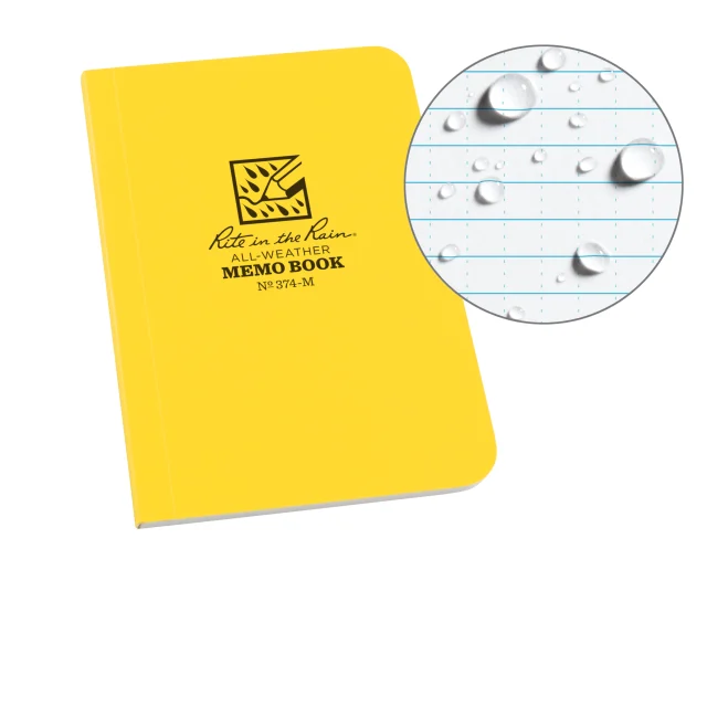Weatherproof Soft Cover Notebook, 3.5 X 5, Yellow Cover, Universal Pattern (No. 374-m)