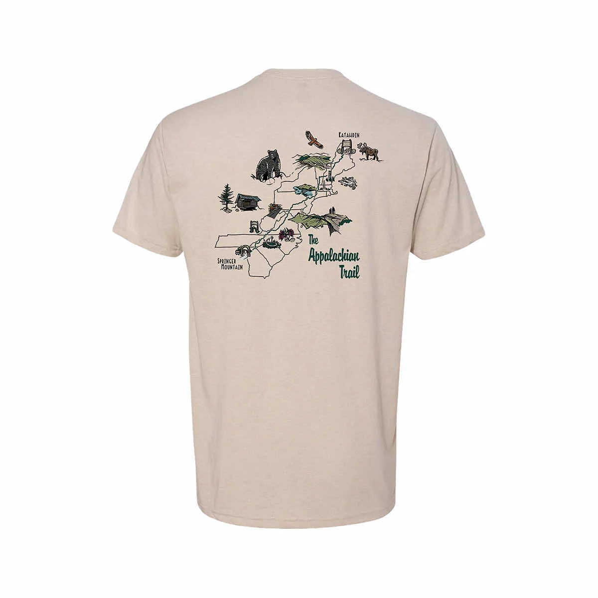 Wild Tribute Appalachian Trail Map Short Sleeve T-Shirt