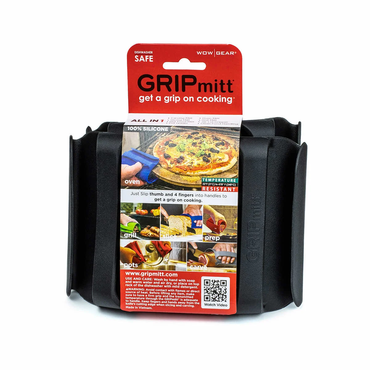 WOW Gear GRIPmitt Silicone Kitchen & BBQ Mitt Black 2-Pack