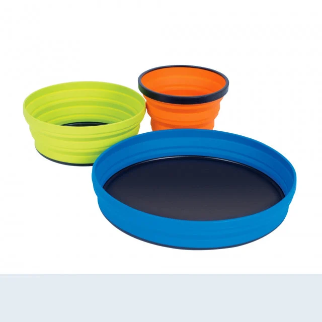 X SET 3-Piece - X Plate(olive), X Bowl(olive), X Mug(sand) w/Pouch – 3 Rivers Outdoor Co