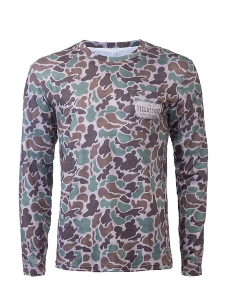 Youth Dry Fit Pocketed Long Sleeve Camo Tee
